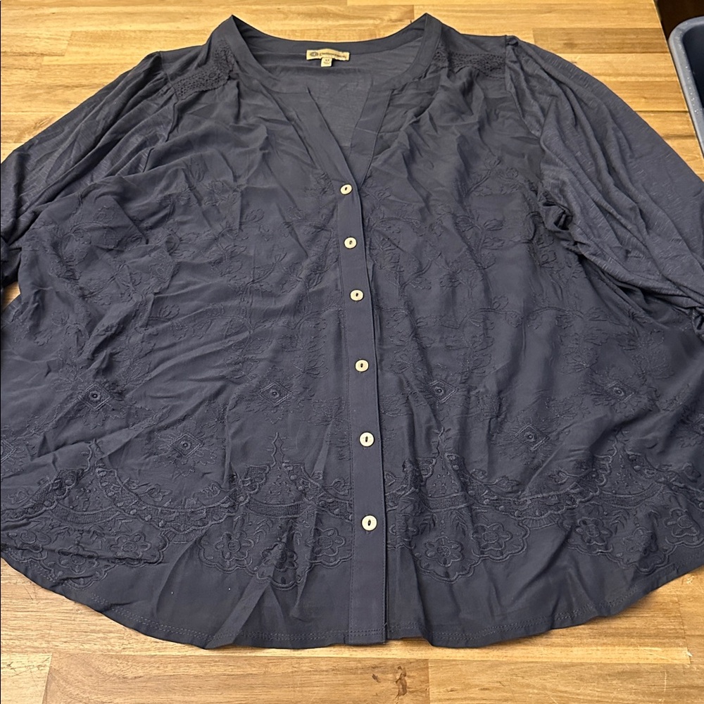 Democracy Button Down Rayon Blouse - image 3